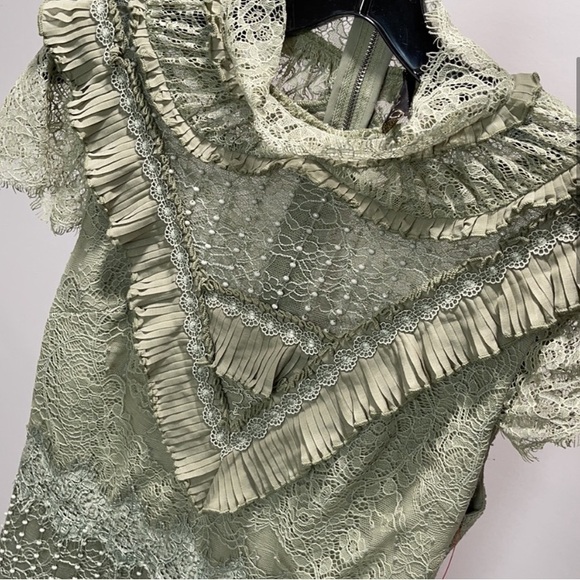 Alice + Olivia “Albertine” Lace Embroidered Maxi Dress | Pale Green | NWT - Picture 6 of 14